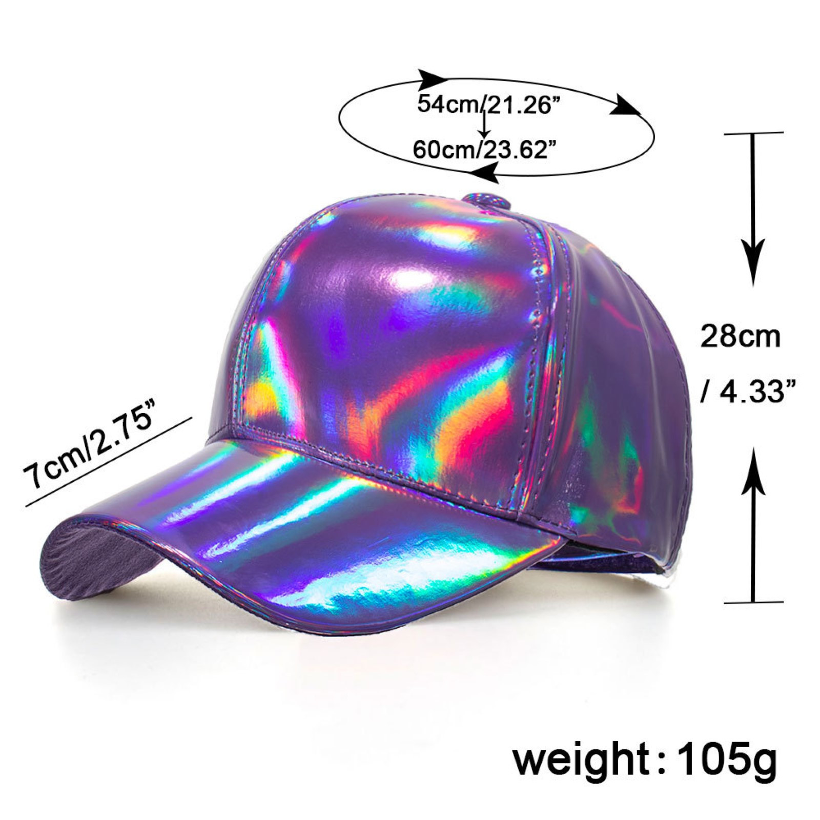 thumbnail image 3 of Gorra de béisbol multicolor de cuero PU para mujer - Ajustable, ligera, estilo informal, unisex para la playa/deporte, 3 of 4